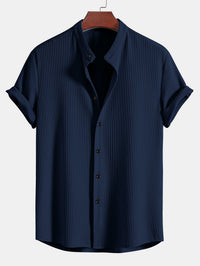 Monaco Ribbed Cotton Mandarin Collar Shirt