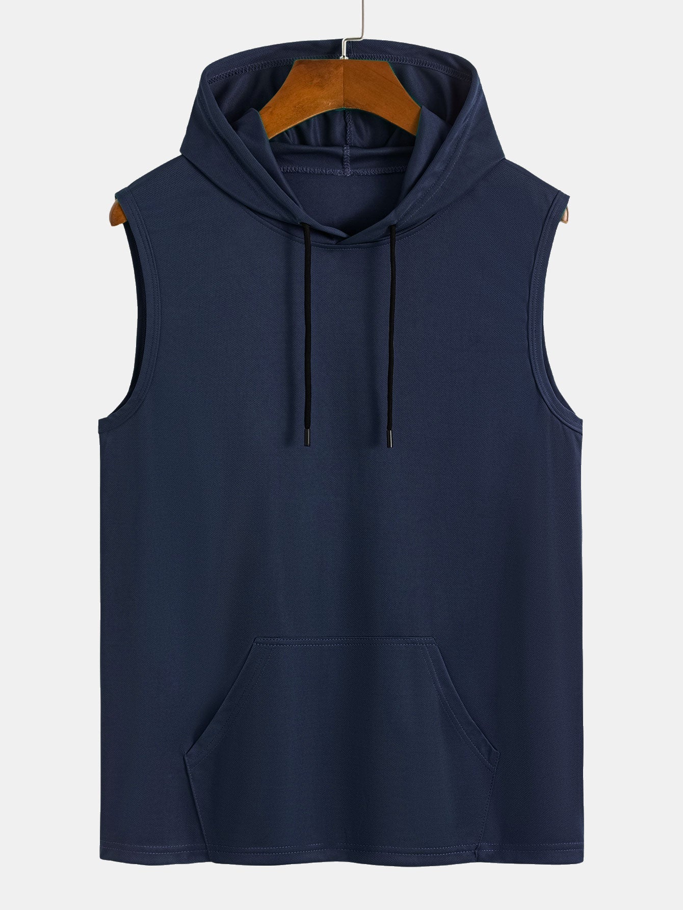 Athletic Mesh Kangaroo Pocket Hooded Tank