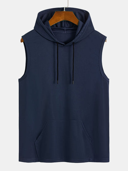 Athletic Mesh Kangaroo Pocket Hooded Tank