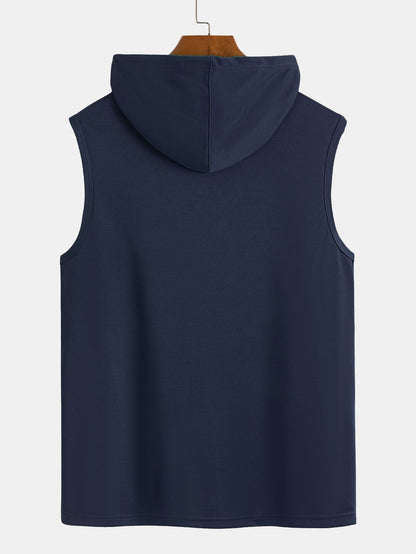 Athletic Mesh Kangaroo Pocket Hooded Tank