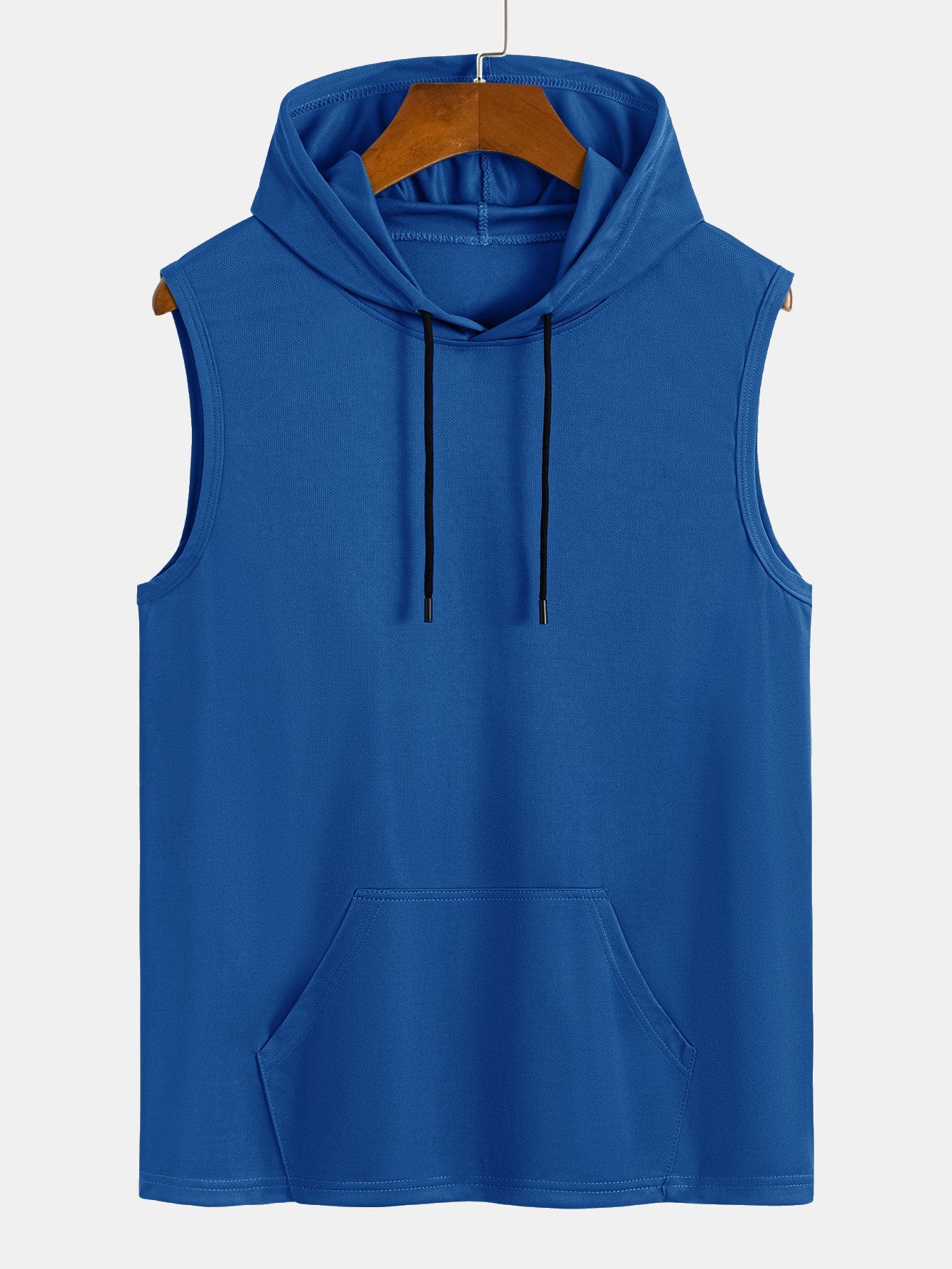 Athletic Mesh Kangaroo Pocket Hooded Tank