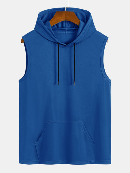 Athletic Mesh Kangaroo Pocket Hooded Tank