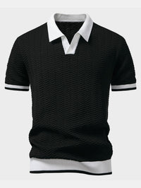 Ascot Contrast Collar Knit Polo Shirt
