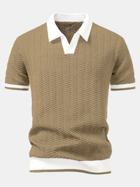 Ascot Contrast Collar Knit Polo Shirt