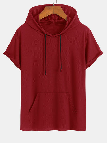 Athletic Mesh Kangaroo Pocket Hooded T-Shirt