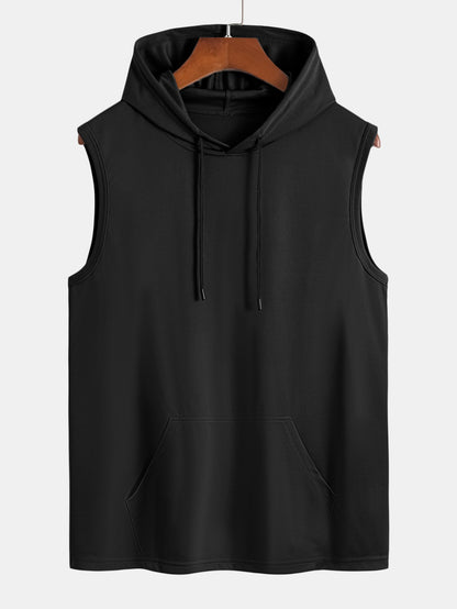 Athletic Mesh Kangaroo Pocket Hooded Tank