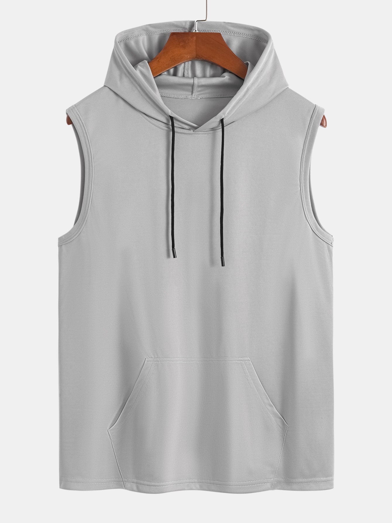 Athletic Mesh Kangaroo Pocket Hooded Tank