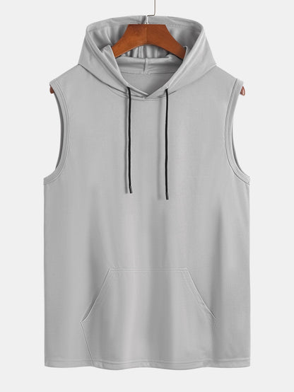 Athletic Mesh Kangaroo Pocket Hooded Tank