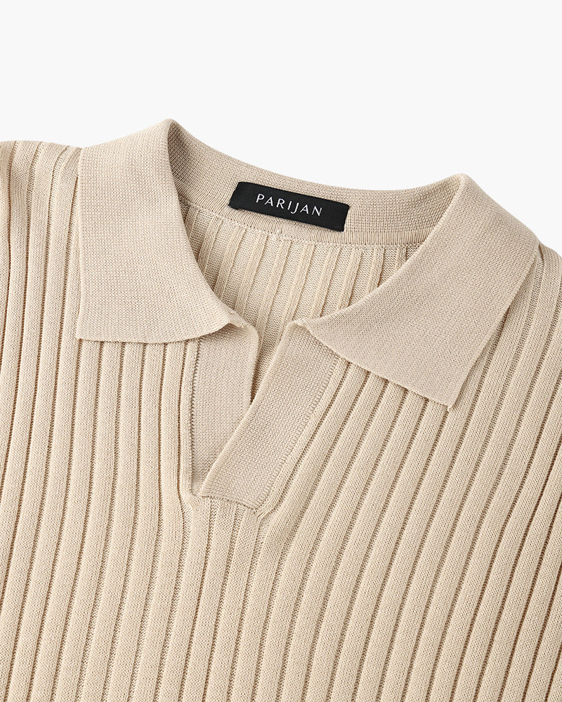 Siena Ribbed V-Neck Polo Shirt