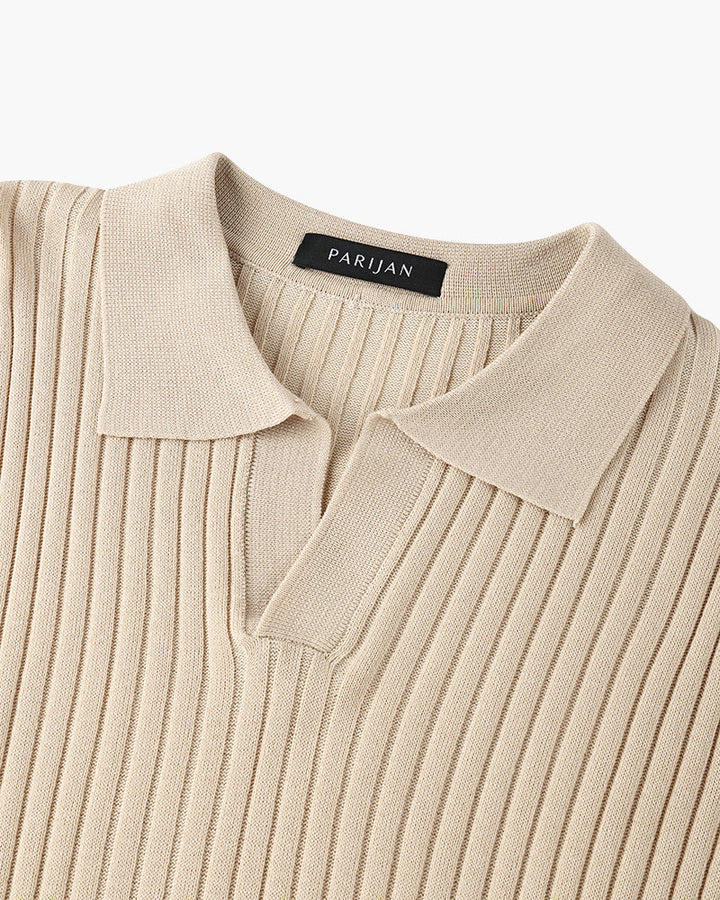 Siena Ribbed V-Neck Polo Shirt