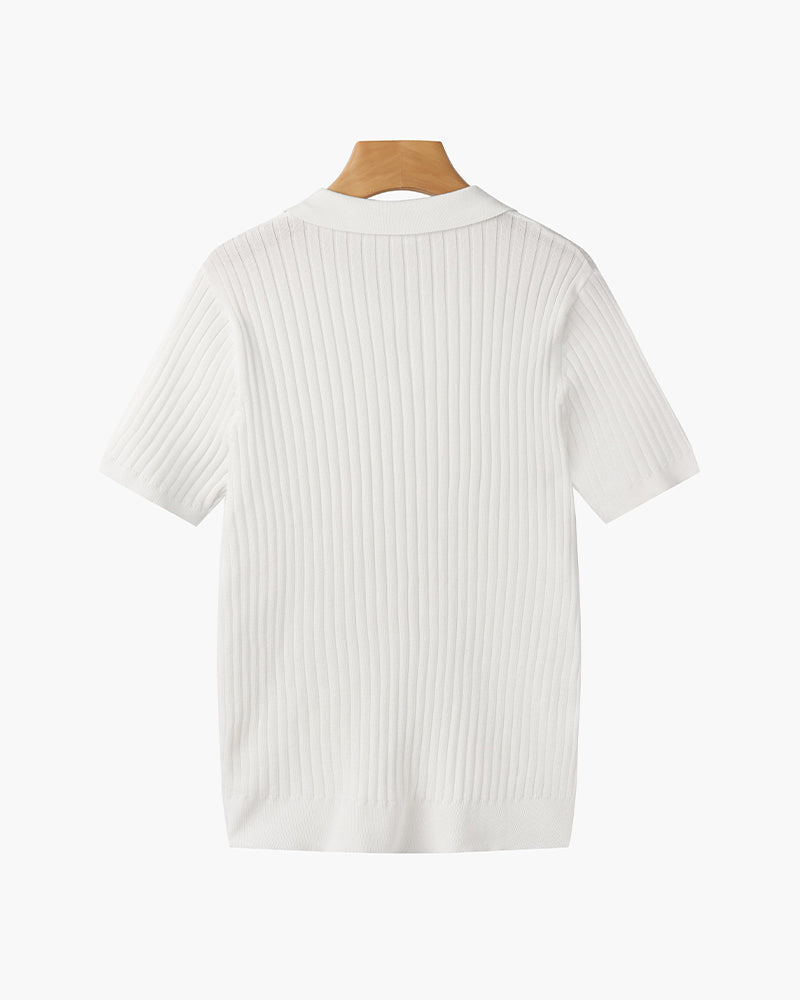 Siena Ribbed V-Neck Polo Shirt