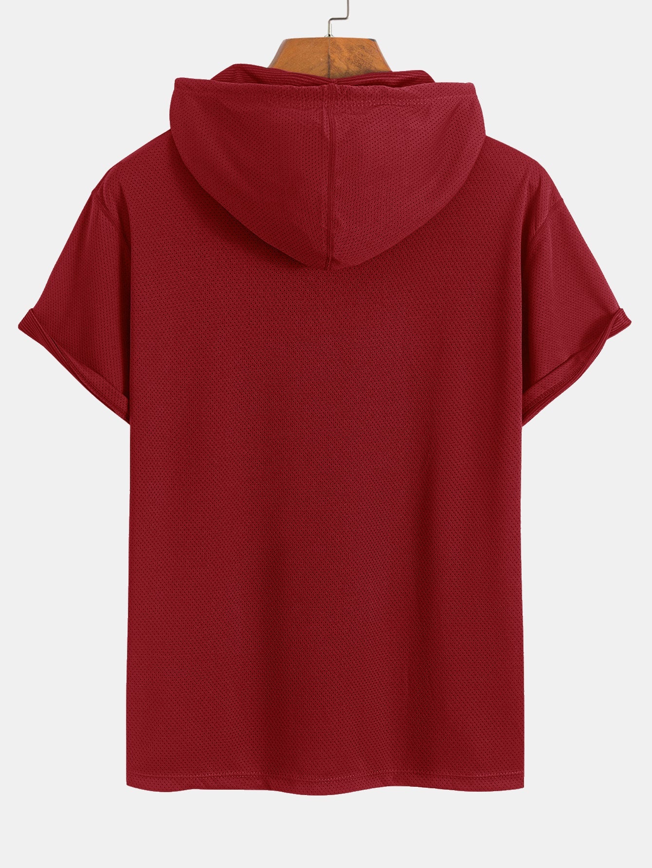 Athletic Mesh Kangaroo Pocket Hooded T-Shirt