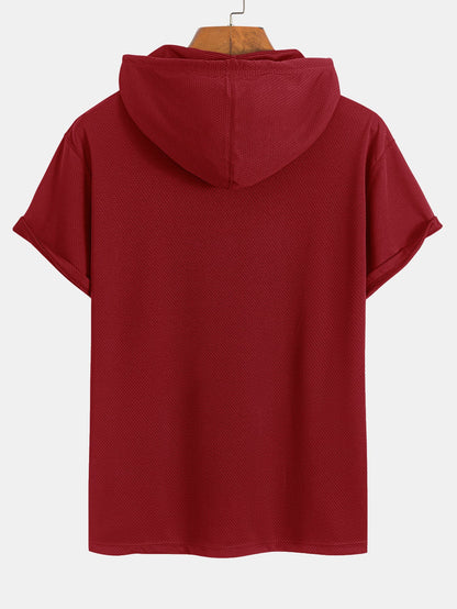 Athletic Mesh Kangaroo Pocket Hooded T-Shirt