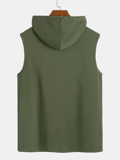 Athletic Mesh Kangaroo Pocket Hooded Tank
