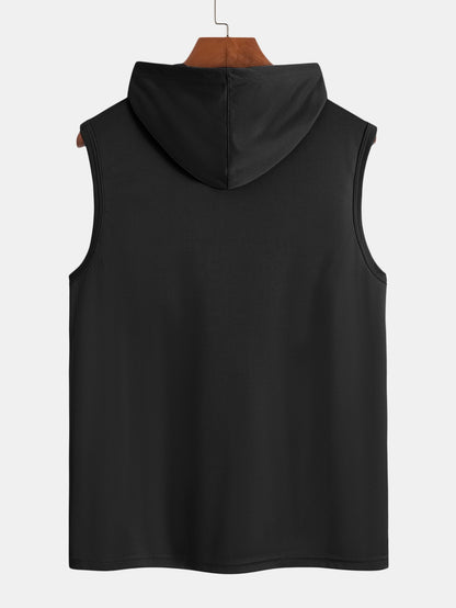 Athletic Mesh Kangaroo Pocket Hooded Tank