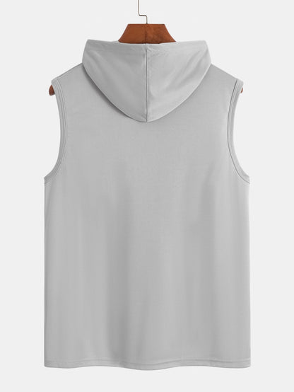 Athletic Mesh Kangaroo Pocket Hooded Tank