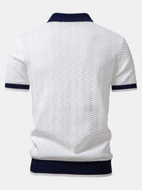 Ascot Contrast Collar Knit Polo Shirt