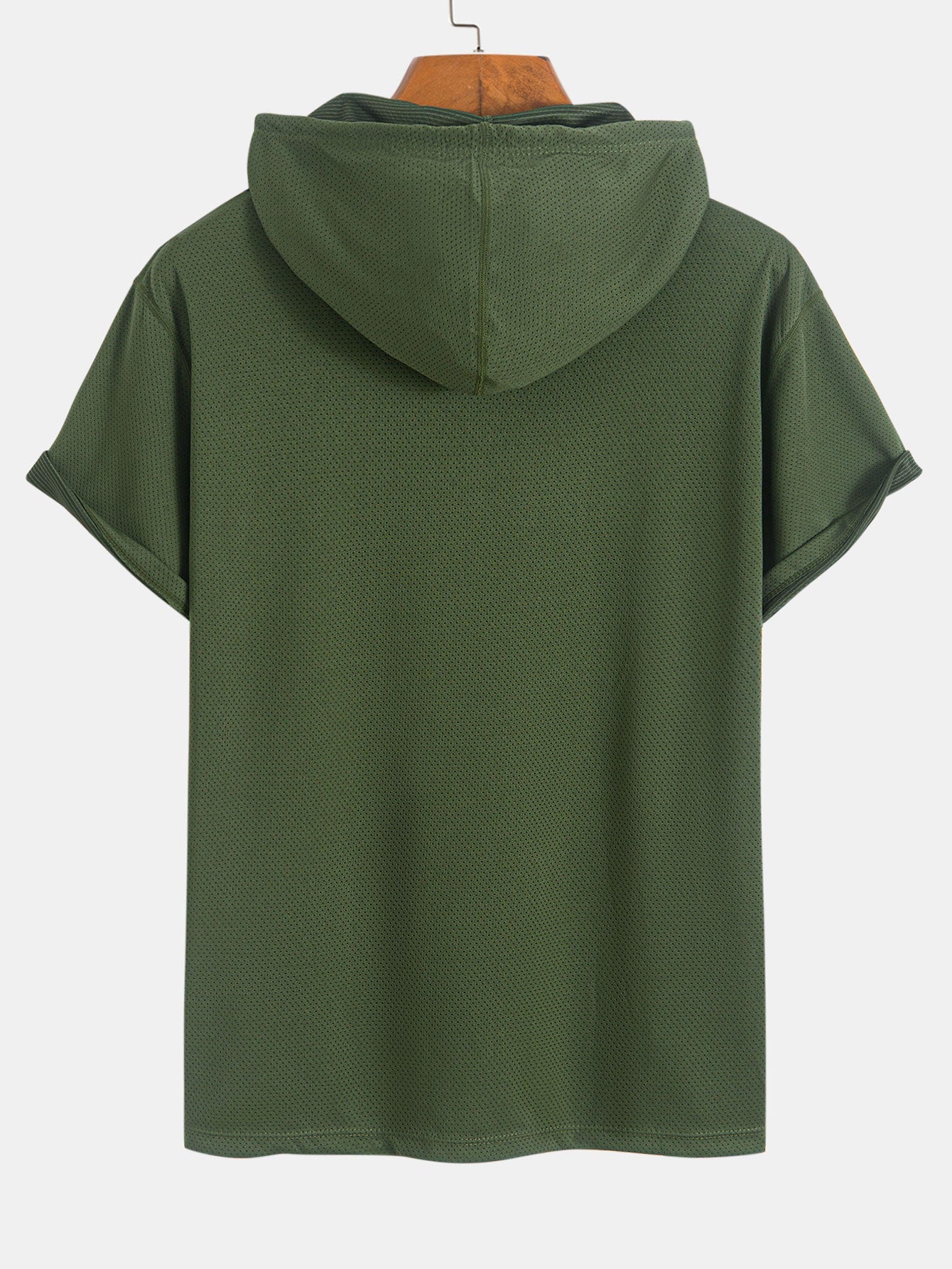 Athletic Mesh Kangaroo Pocket Hooded T-Shirt
