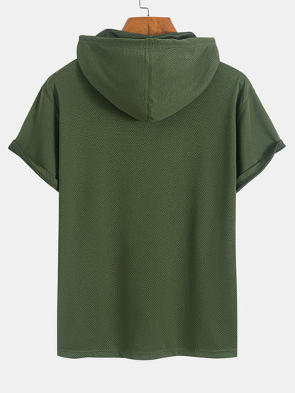 Athletic Mesh Kangaroo Pocket Hooded T-Shirt