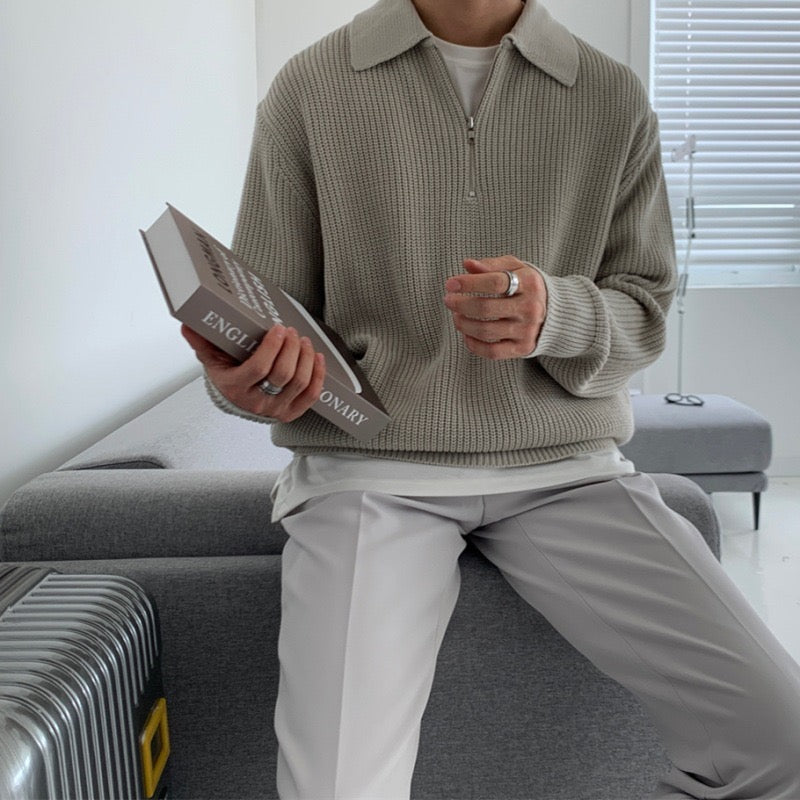 Geneva Wafelgebreide Half-Zip Trui
