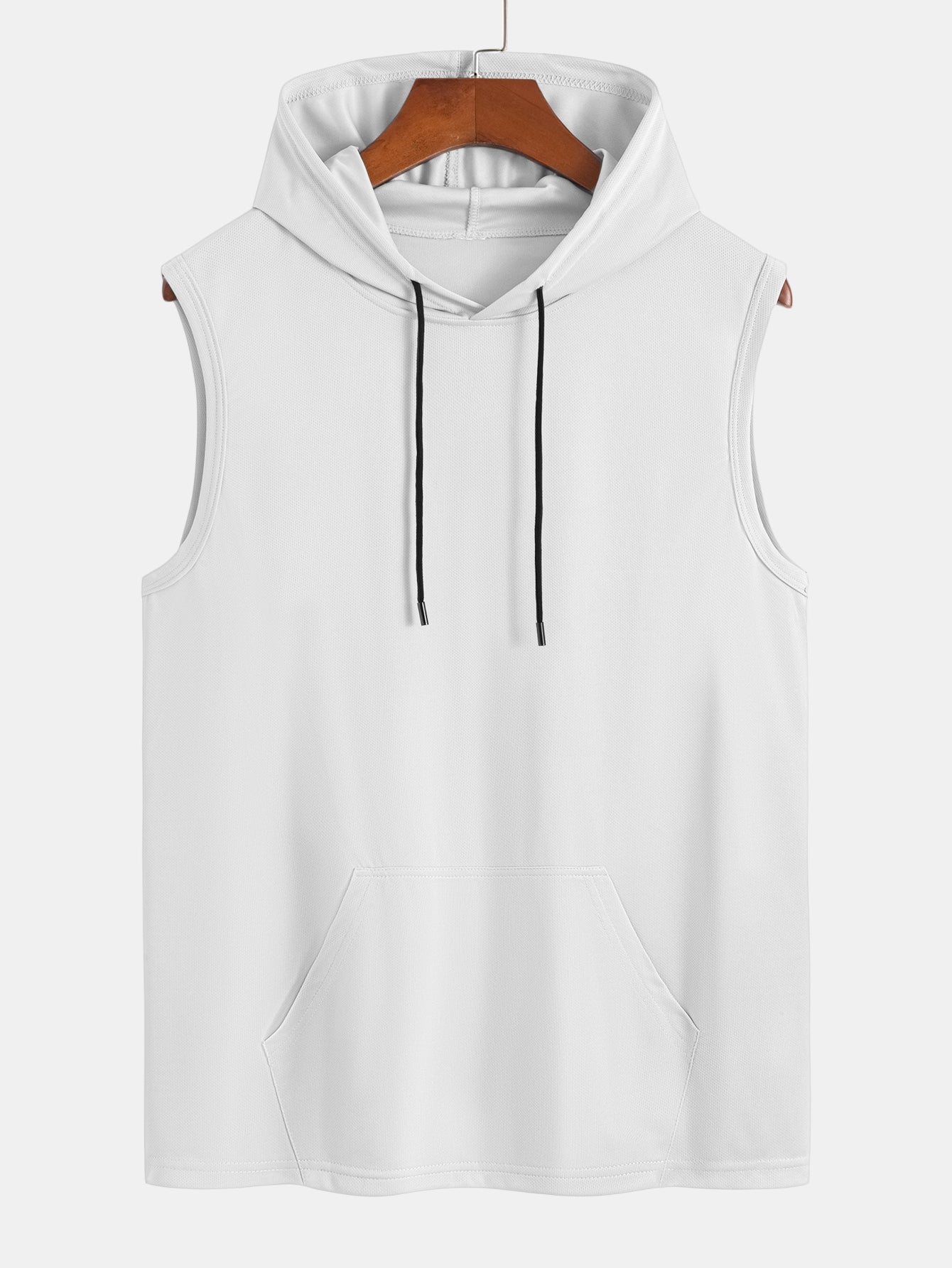 Athletic Mesh Kangaroo Pocket Hooded Tank