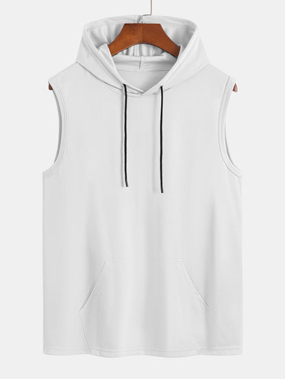 Athletic Mesh Kangaroo Pocket Hooded Tank