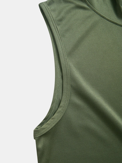 Athletic Mesh Kangaroo Pocket Hooded Tank