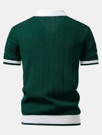 Ascot Contrast Collar Knit Polo Shirt