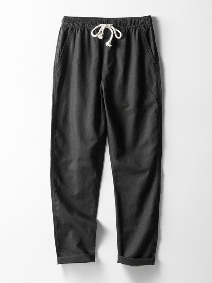 V Neck Linen Rayon Blend Shirt & Straight Leg Linen Pants