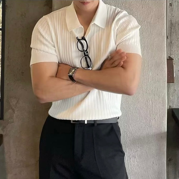 Siena Ribbed V-Neck Polo Shirt