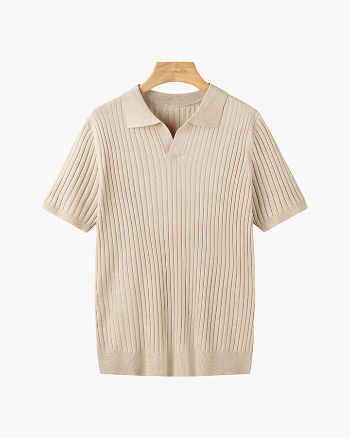 Siena Ribbed V-Neck Polo Shirt
