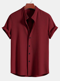 Monaco Ribbed Cotton Mandarin Collar Shirt