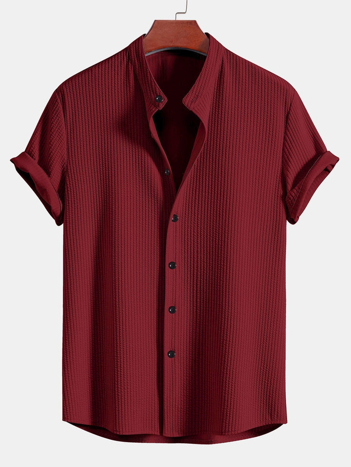 Monaco Ribbed Cotton Mandarin Collar Shirt