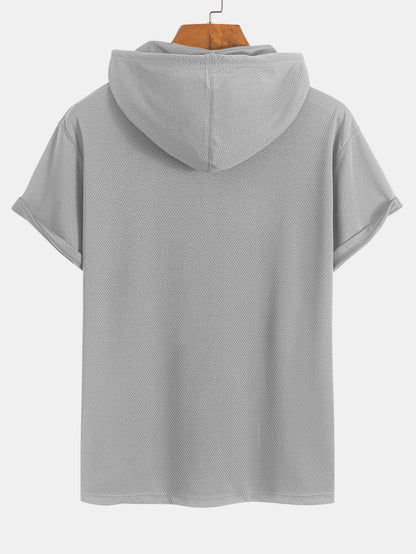 Athletic Mesh Kangaroo Pocket Hooded T-Shirt