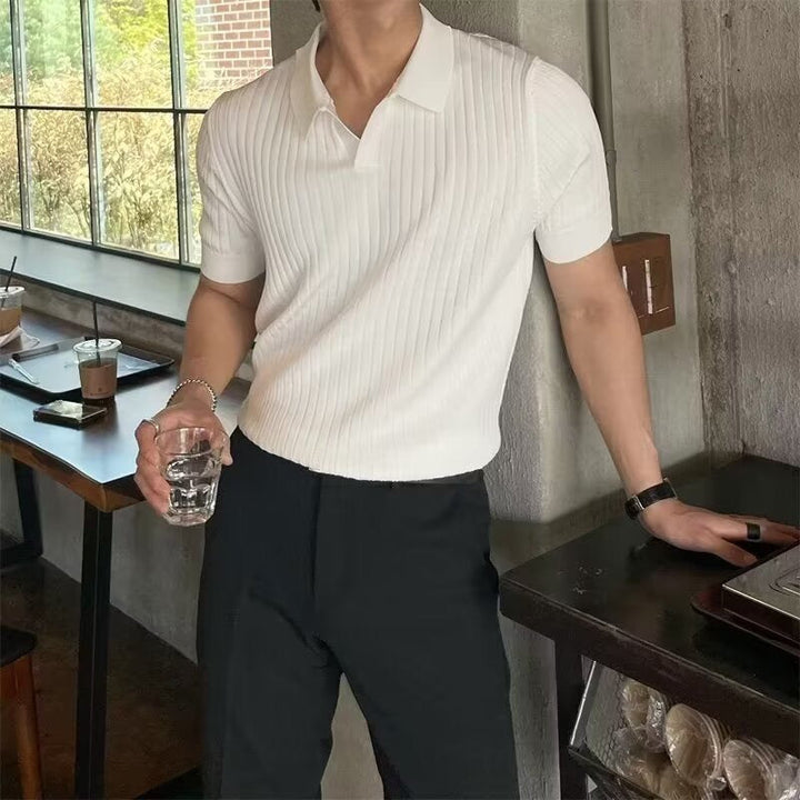 Siena Ribbed V-Neck Polo Shirt