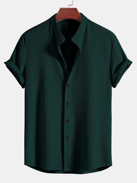 Monaco Ribbed Cotton Mandarin Collar Shirt