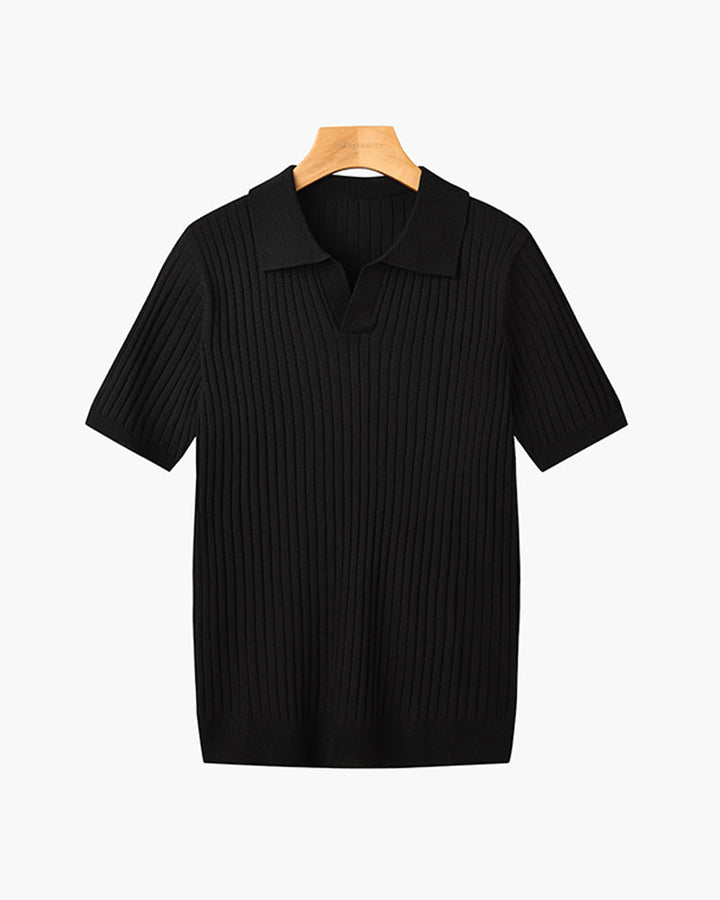 Siena Ribbed V-Neck Polo Shirt
