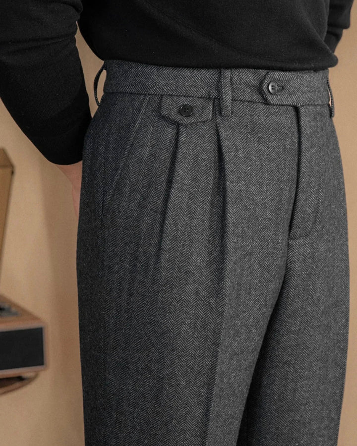 Mayfair Herringbone Wool Trousers