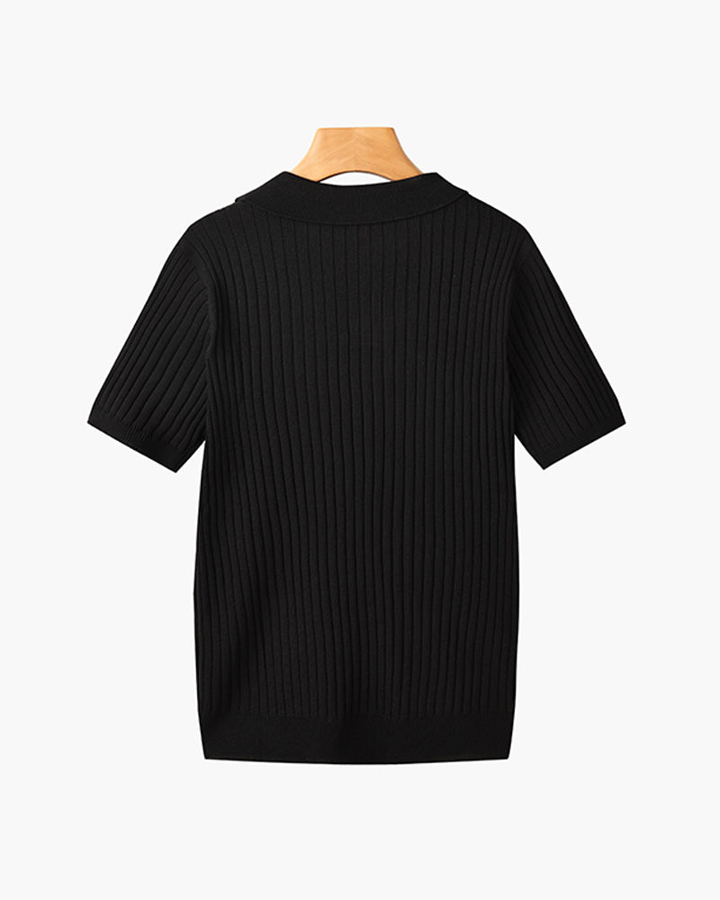 Siena Ribbed V-Neck Polo Shirt