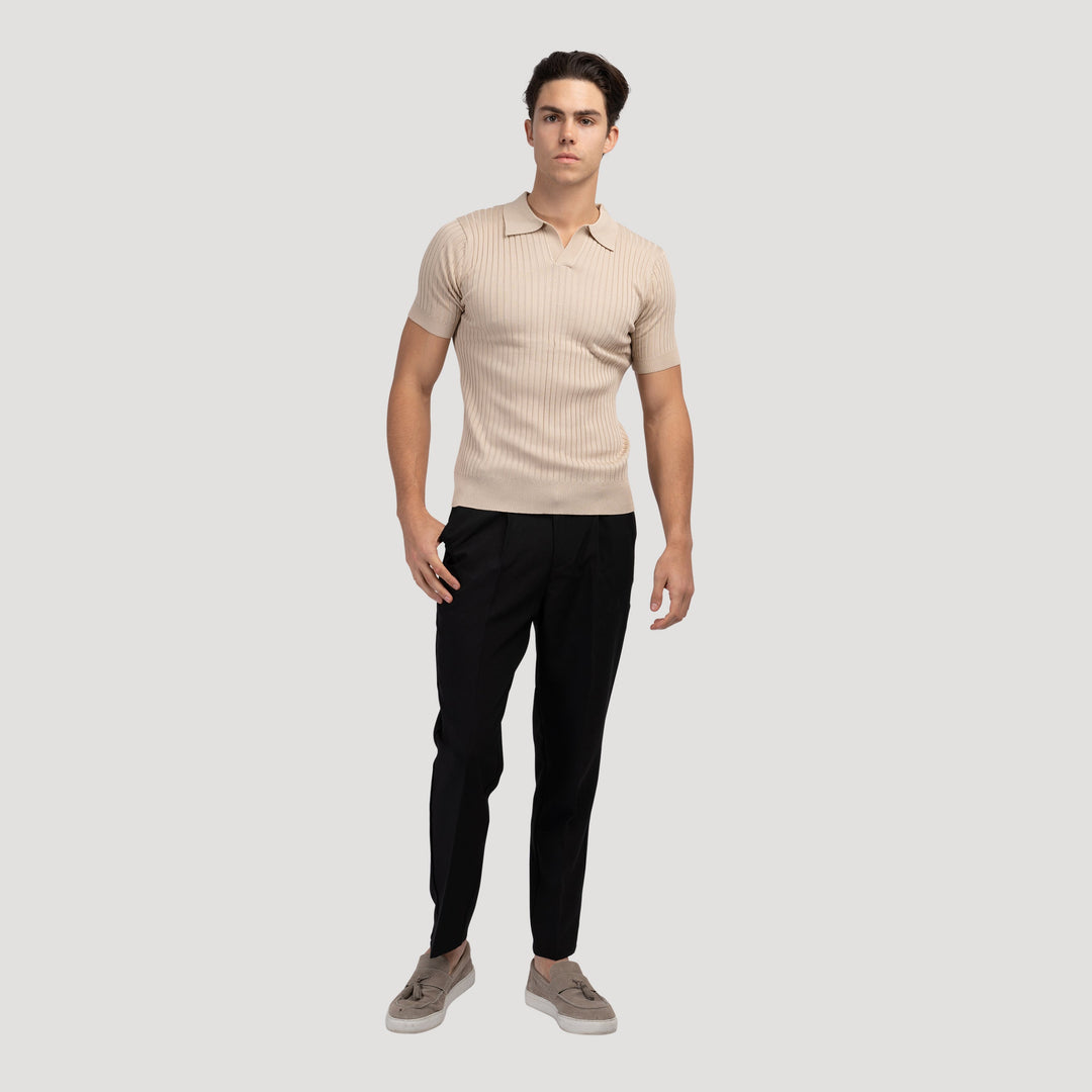 Siena Ribbed V-Neck Polo Shirt