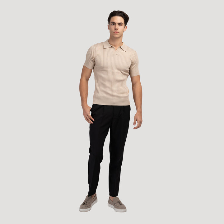 Siena Ribbed V-Neck Polo Shirt