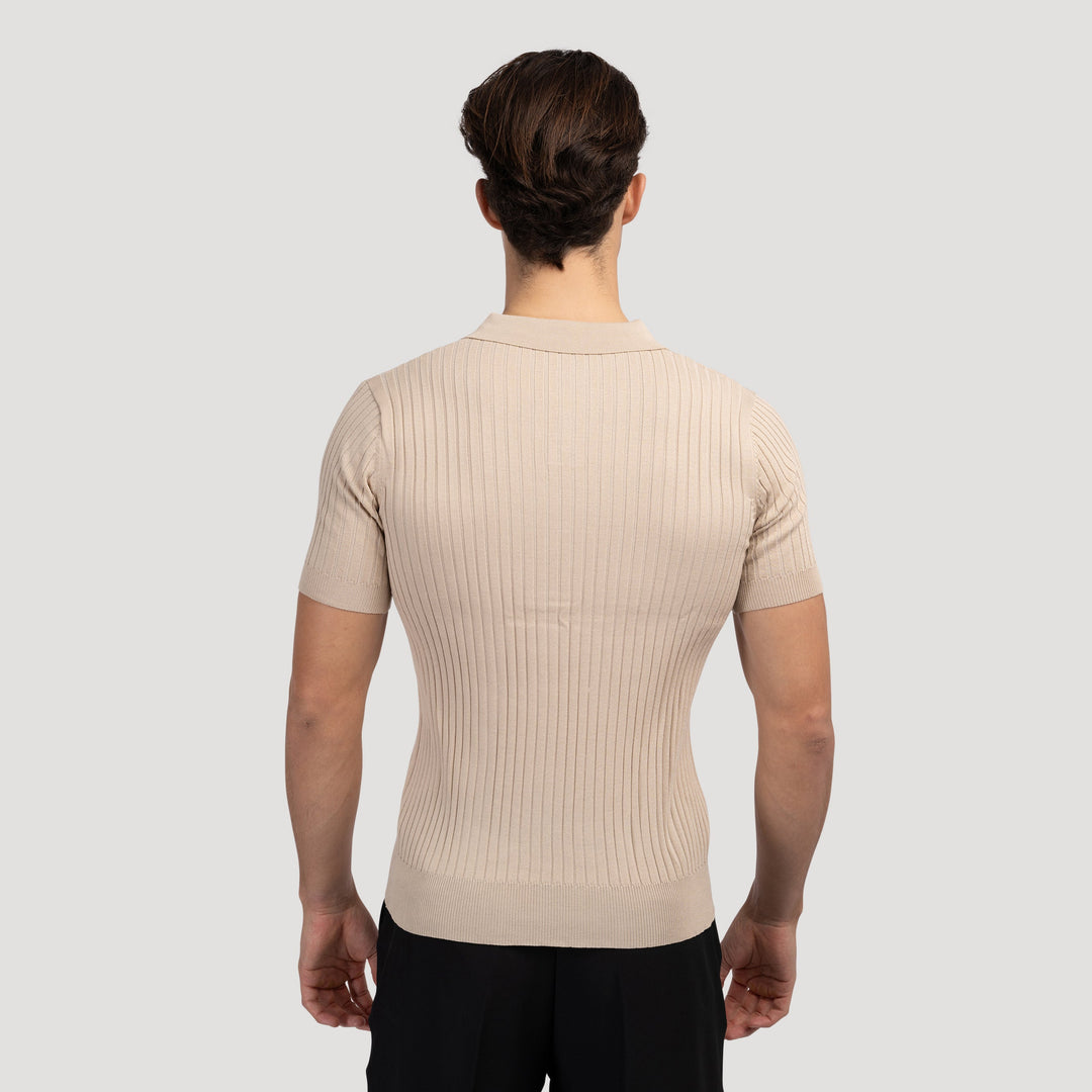 Siena Ribbed V-Neck Polo Shirt