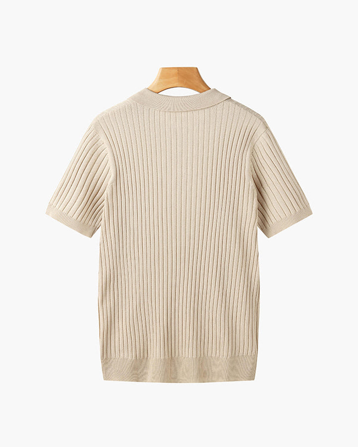 Siena Ribbed V-Neck Polo Shirt