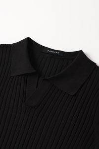 Siena Ribbed V-Neck Polo Shirt
