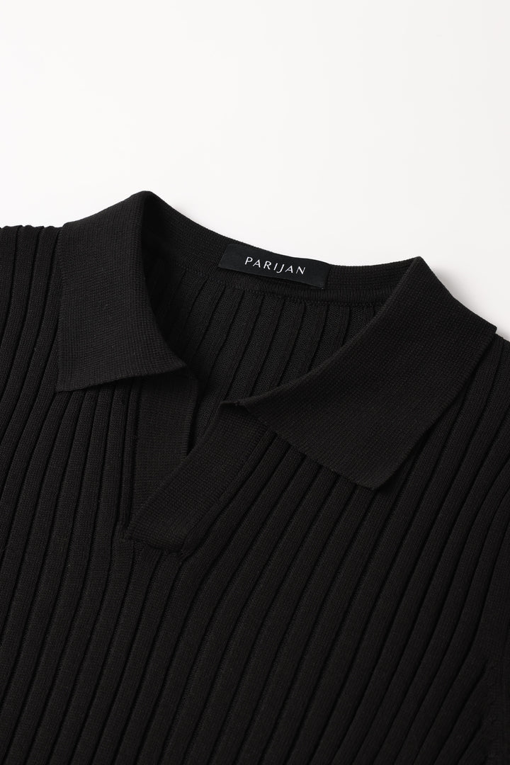 Siena Ribbed V-Neck Polo Shirt