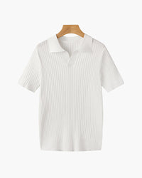 Siena Ribbed V-Neck Polo Shirt