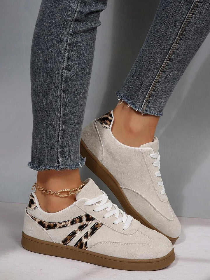 Harbor Court Beige Leopard Gum Sole Sneakers