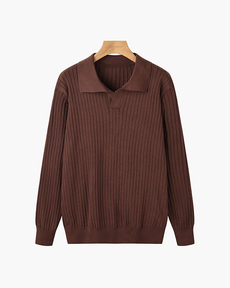 Florence Ribbed Long Sleeve Polo Shirt