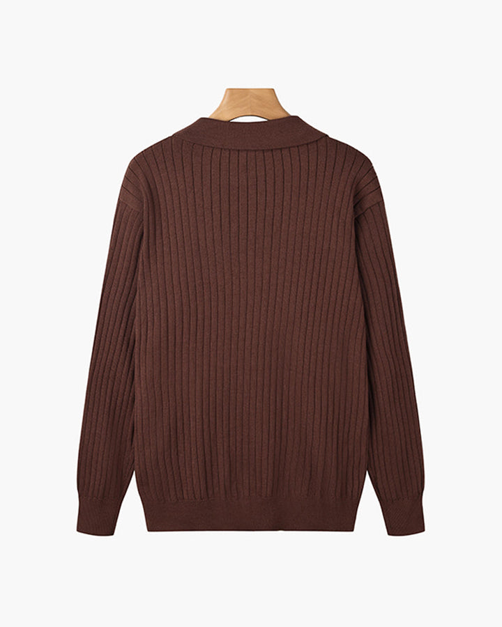 Florence Ribbed Long Sleeve Polo Shirt