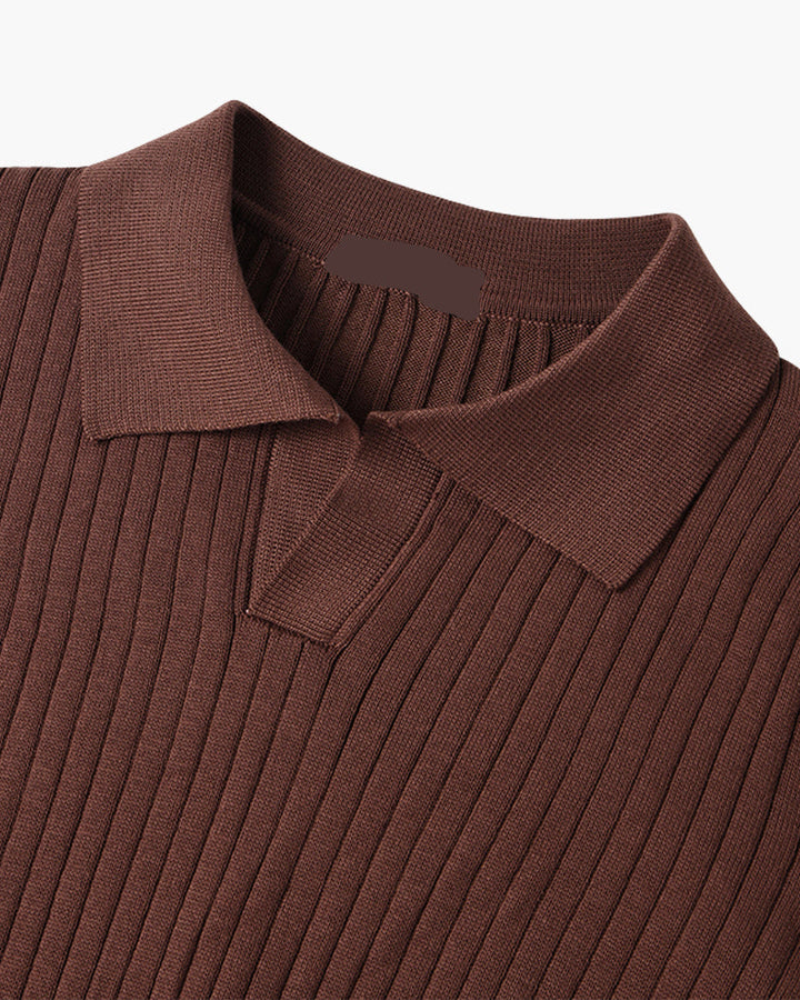 Florence Ribbed Long Sleeve Polo Shirt
